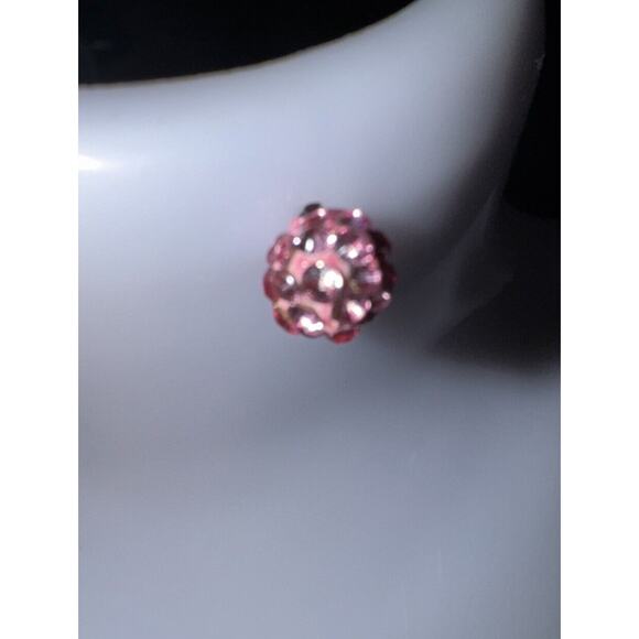 -EARRINGS Pink .25” Post With Rhinestones For Women - Picture 6 of 10